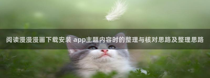 漫画免费完整版:阅读漫漫漫画下载安装 app主题内容时的整理与核对思路及整理思路
